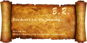 Benkovits Rajmunda névjegykártya